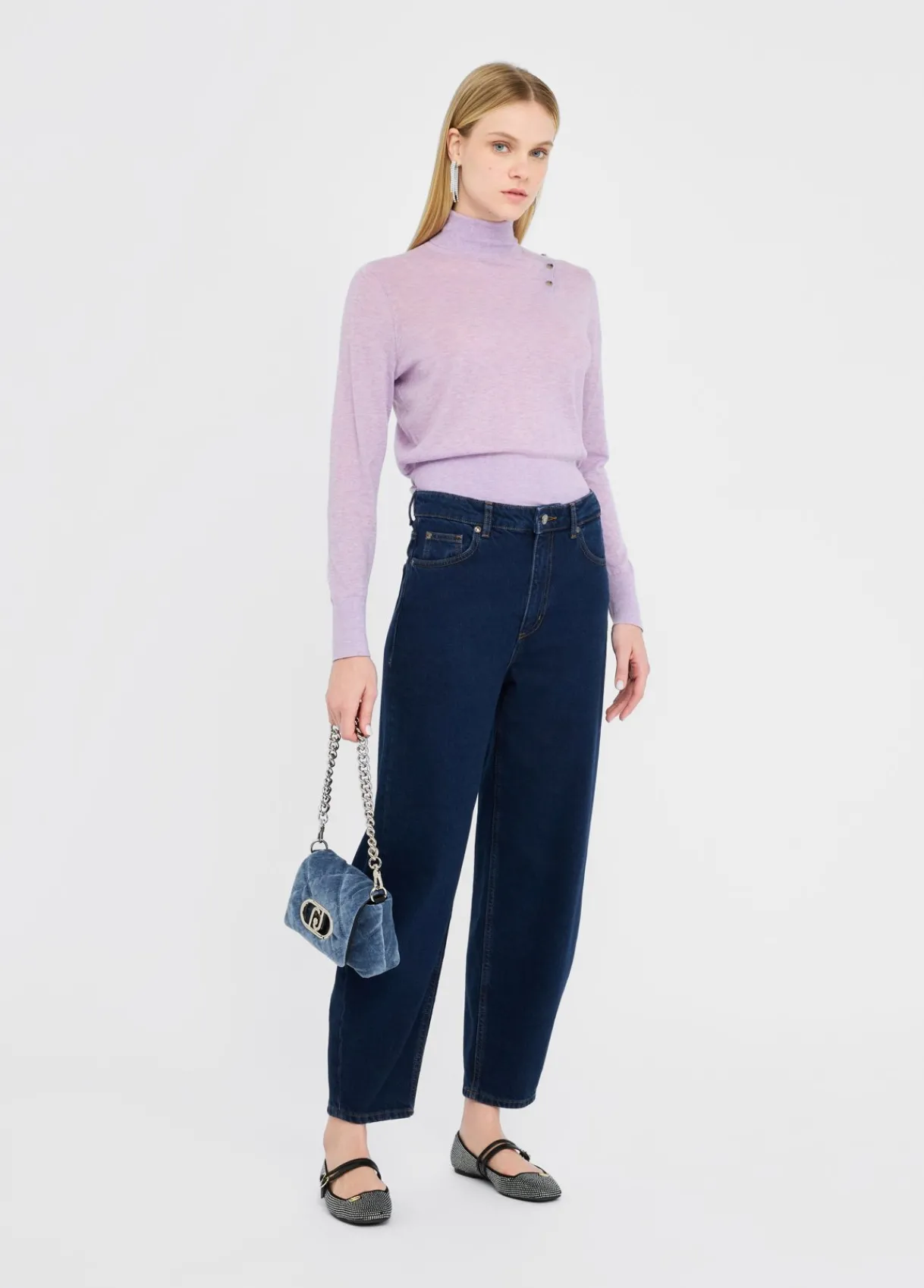 Liu Jo Pull à col roulé en coton et cachemire|Femme Mailles