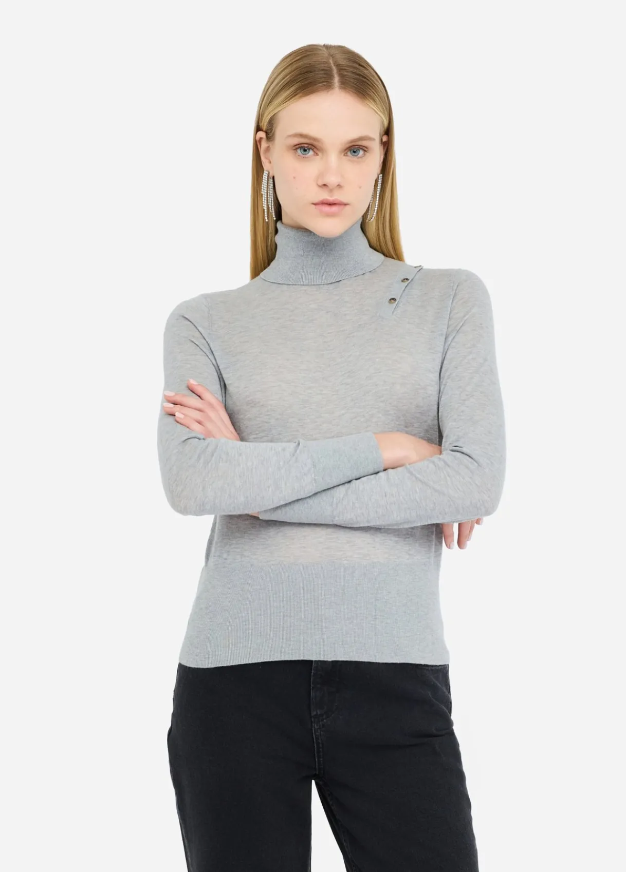 Liu Jo Pull à col roulé en coton et cachemire|Femme Mailles