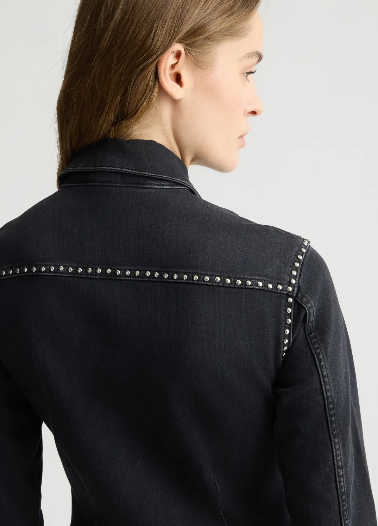 Liu Jo Robe chemisier en toile denim avec clous|Femme Robes