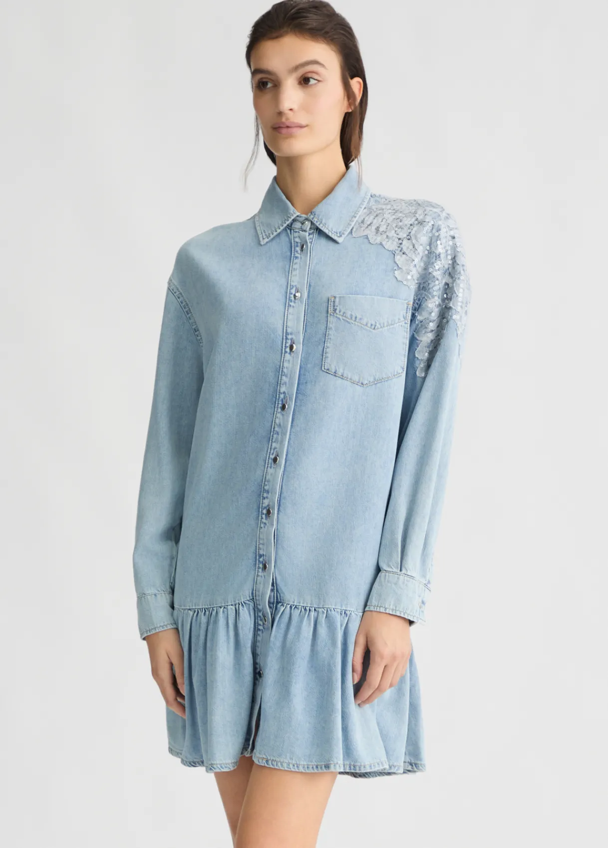 Liu Jo Robe en denim avec dentelle|Femme Robes