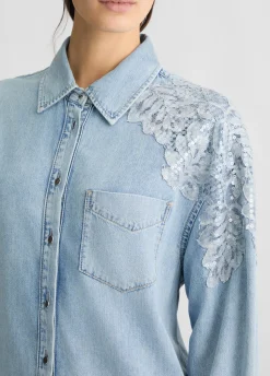 Liu Jo Robe en denim avec dentelle|Femme Robes