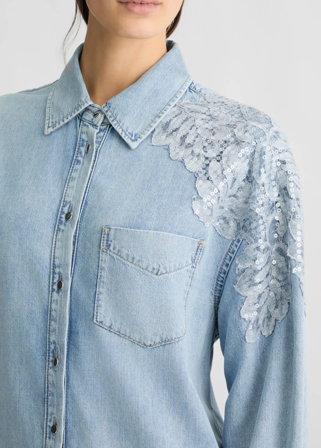 Liu Jo Robe en denim avec dentelle|Femme Robes