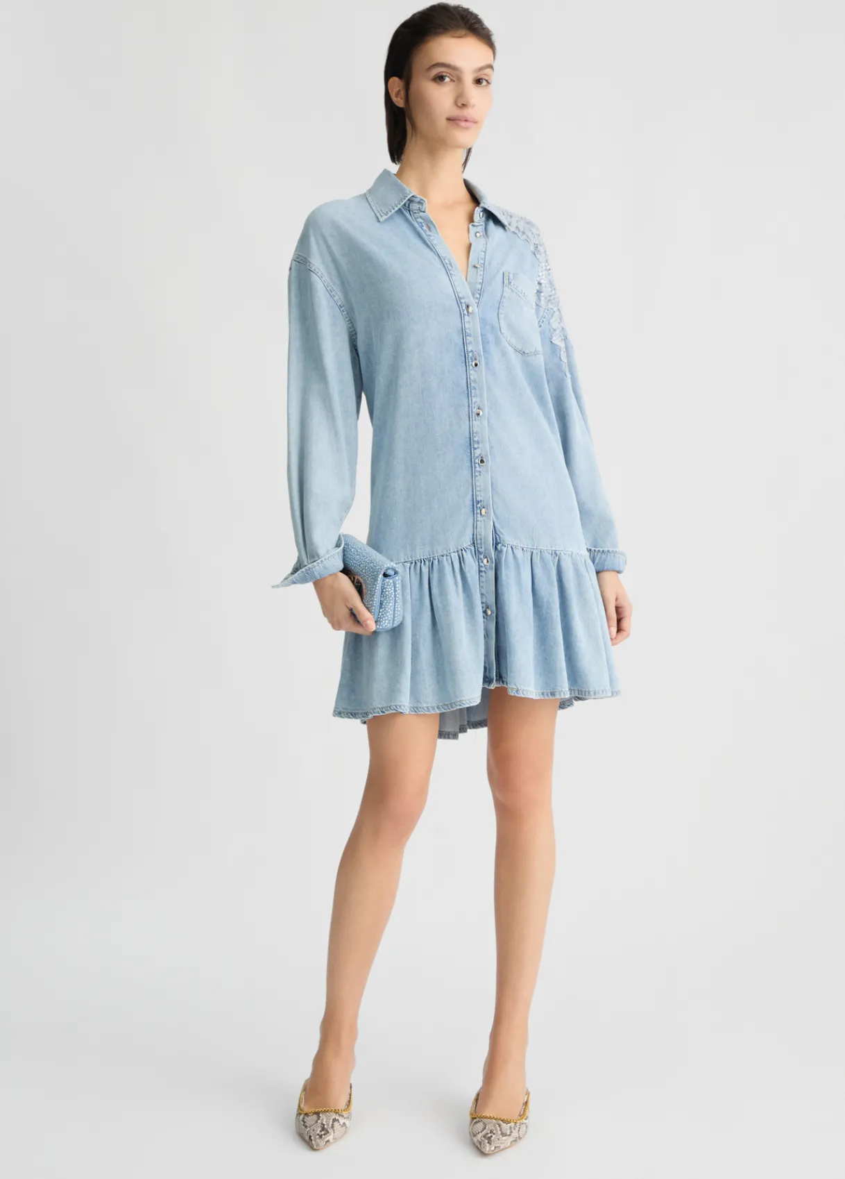 Liu Jo Robe en denim avec dentelle|Femme Robes