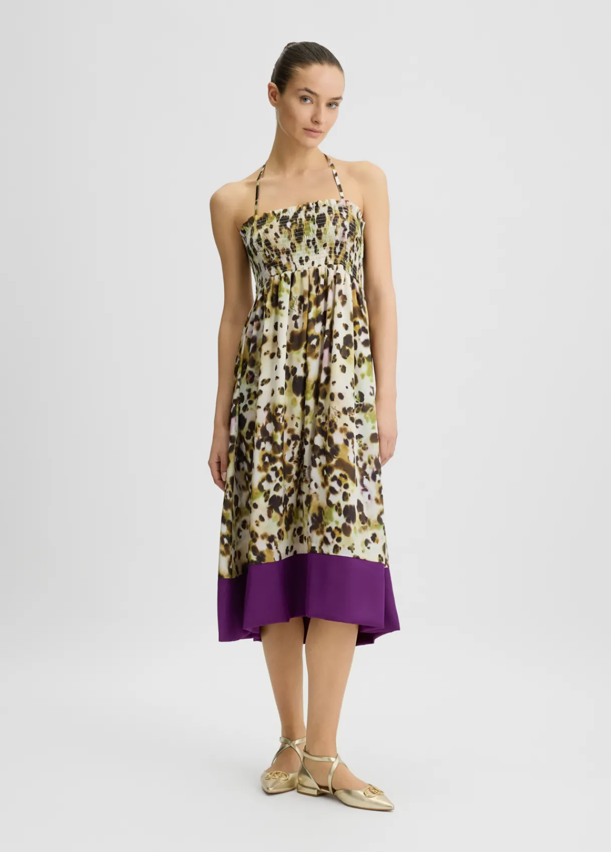 Liu Jo Robe midi en satin imprimé|Femme Mode Plage|Jupes