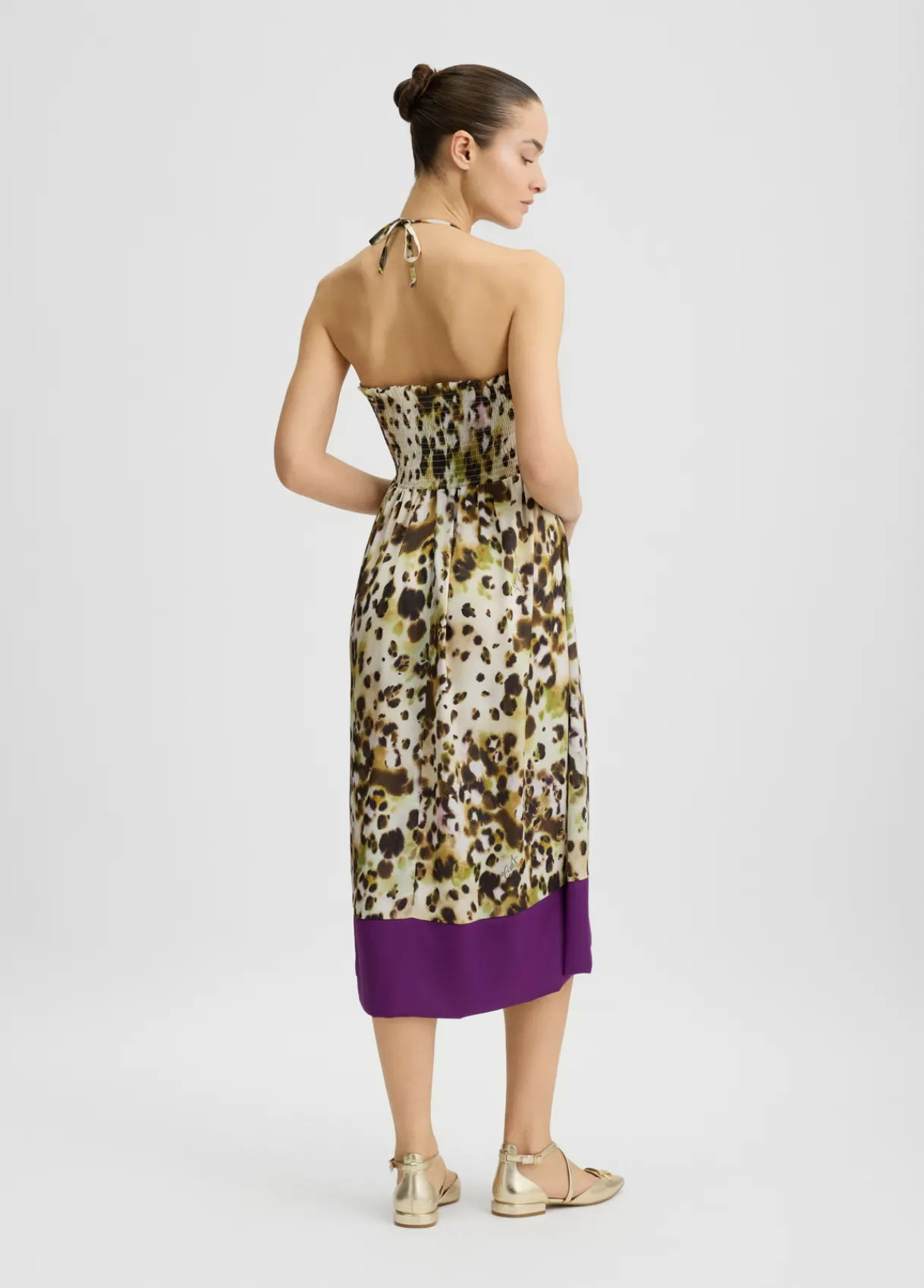 Liu Jo Robe midi en satin imprimé|Femme Mode Plage|Jupes