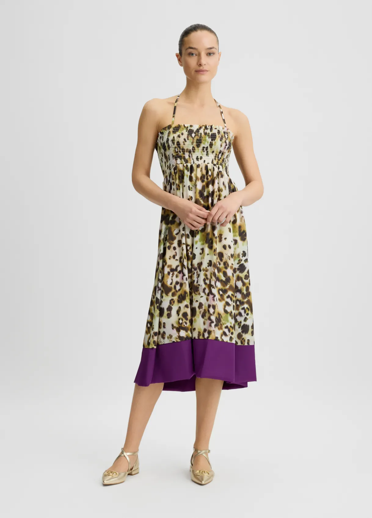 Liu Jo Robe midi en satin imprimé|Femme Mode Plage|Jupes