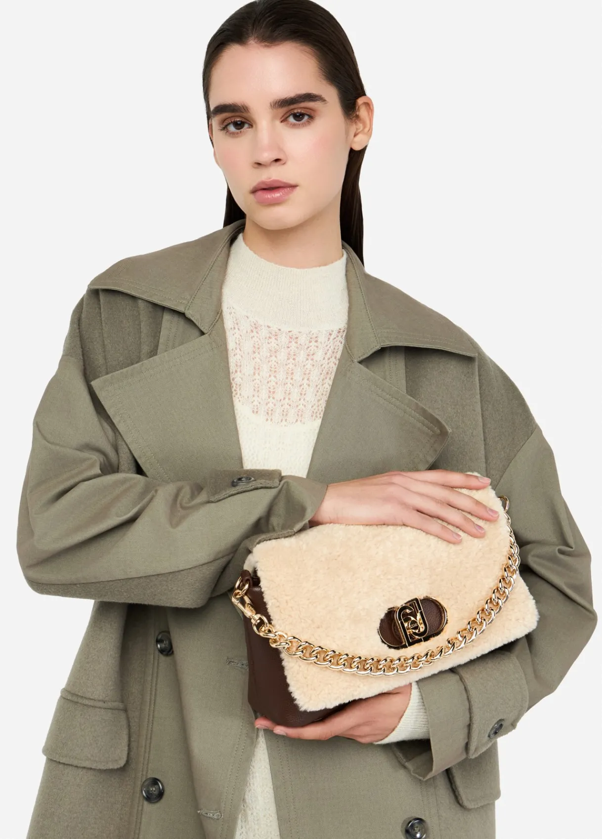 Liu Jo Sac format moyen LaPuffy en tissu polaire Teddy|Femme Sac Bandoulière