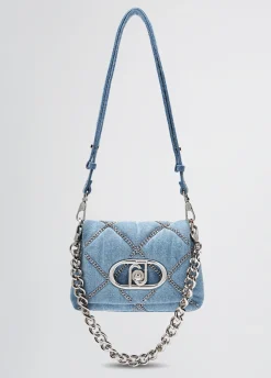 Liu Jo Sac petit format LaPuffy en toile denim avec chaînes|Femme Sac Bandoulière|Lapuffy