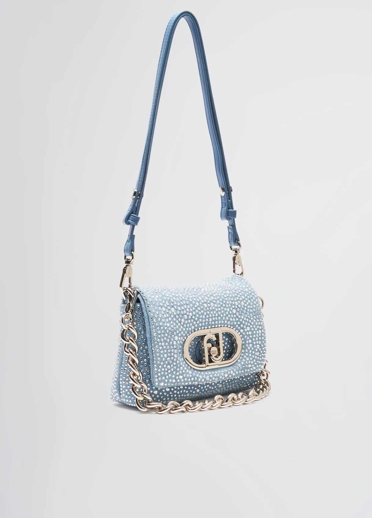 Liu Jo Sac petit format LaPuffy en toile denim avec strass|Femme Sac Bandoulière|Lapuffy