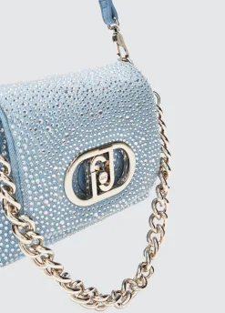 Liu Jo Sac petit format LaPuffy en toile denim avec strass|Femme Sac Bandoulière|Lapuffy