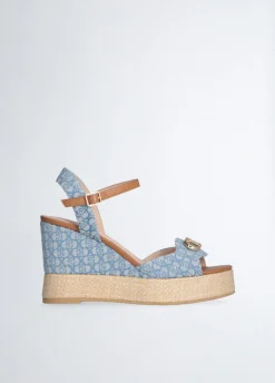 Liu Jo Sandales compensées en denim monogramme|Femme Sandales