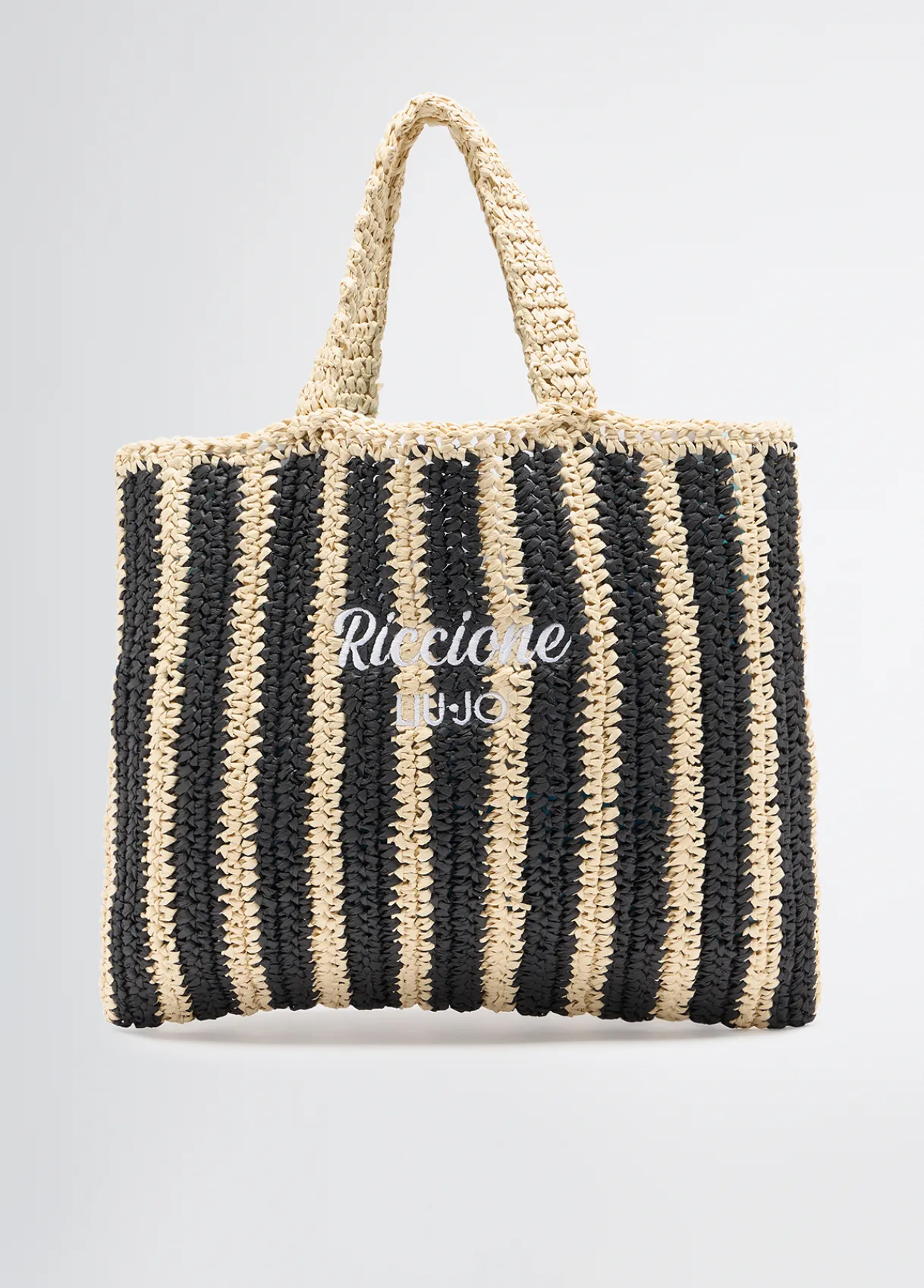 Liu Jo Shopper format moyen en raphia à rayures|Femme Sac Shopper|Mode Plage