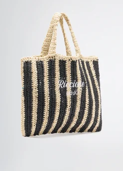 Liu Jo Shopper format moyen en raphia à rayures|Femme Sac Shopper|Mode Plage