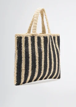 Liu Jo Shopper format moyen en raphia à rayures|Femme Sac Shopper|Mode Plage