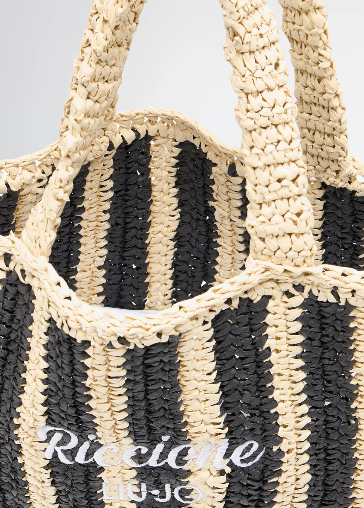Liu Jo Shopper format moyen en raphia à rayures|Femme Sac Shopper|Mode Plage