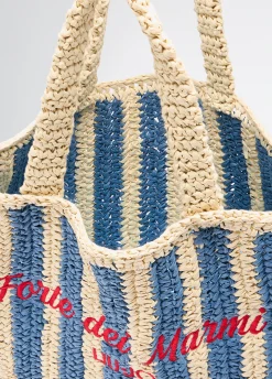 Liu Jo Shopper format moyen en raphia à rayures|Femme Sac Shopper|Mode Plage