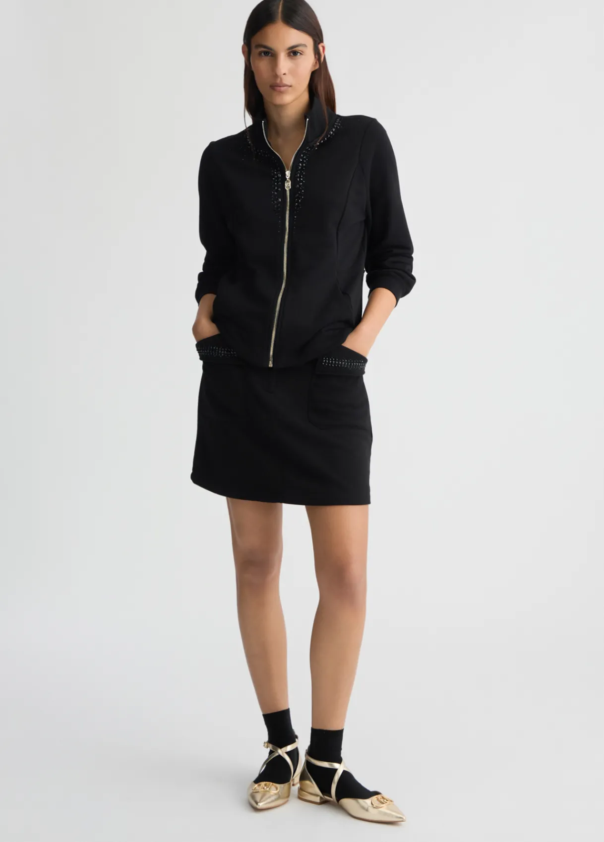 Liu Jo Sweat avec zip et strass|Femme Sweat-Shirts