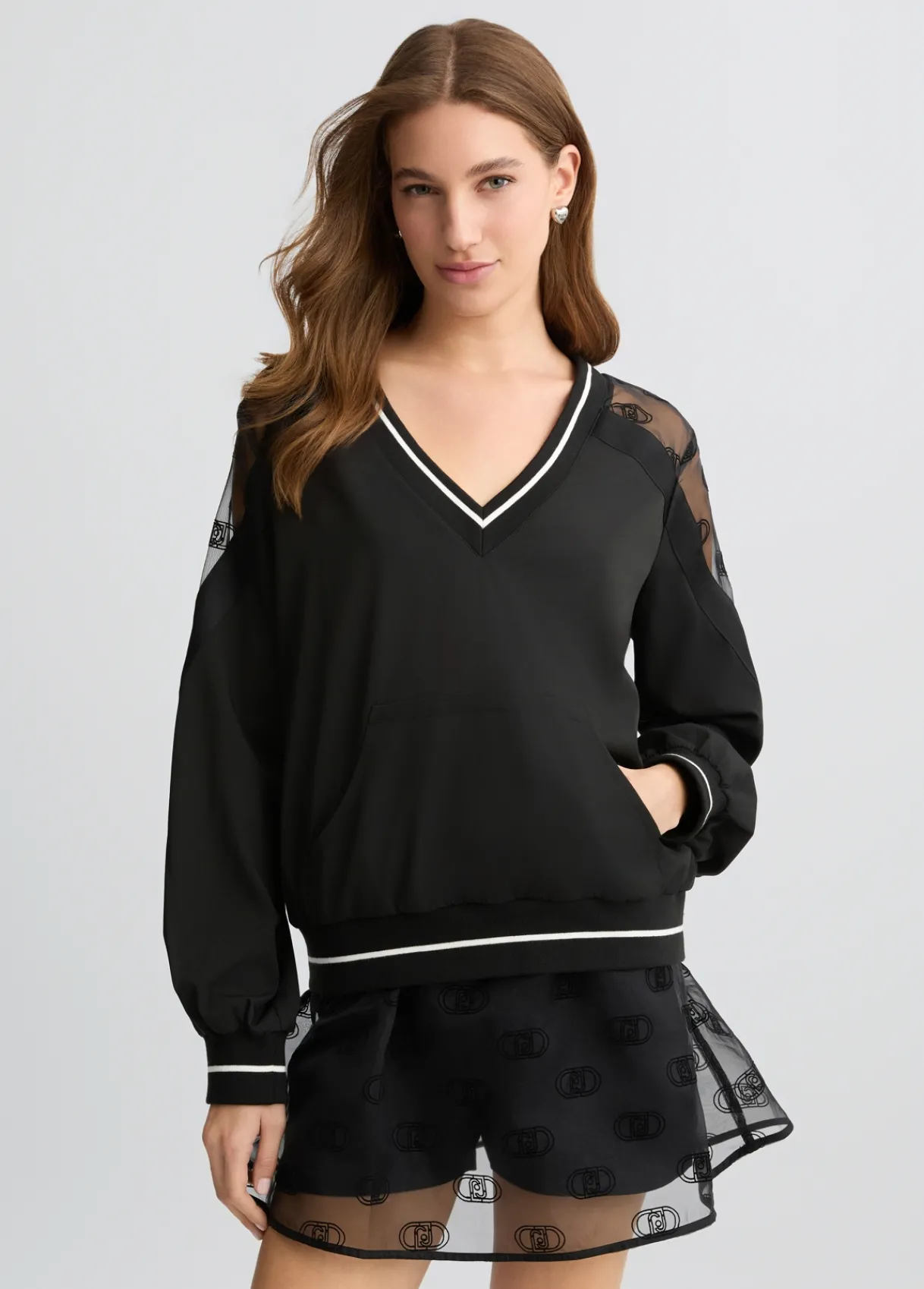 Liu Jo Sweat-shirt avec encolure en V|Femme Sweat-Shirts|Vêtements De Sport