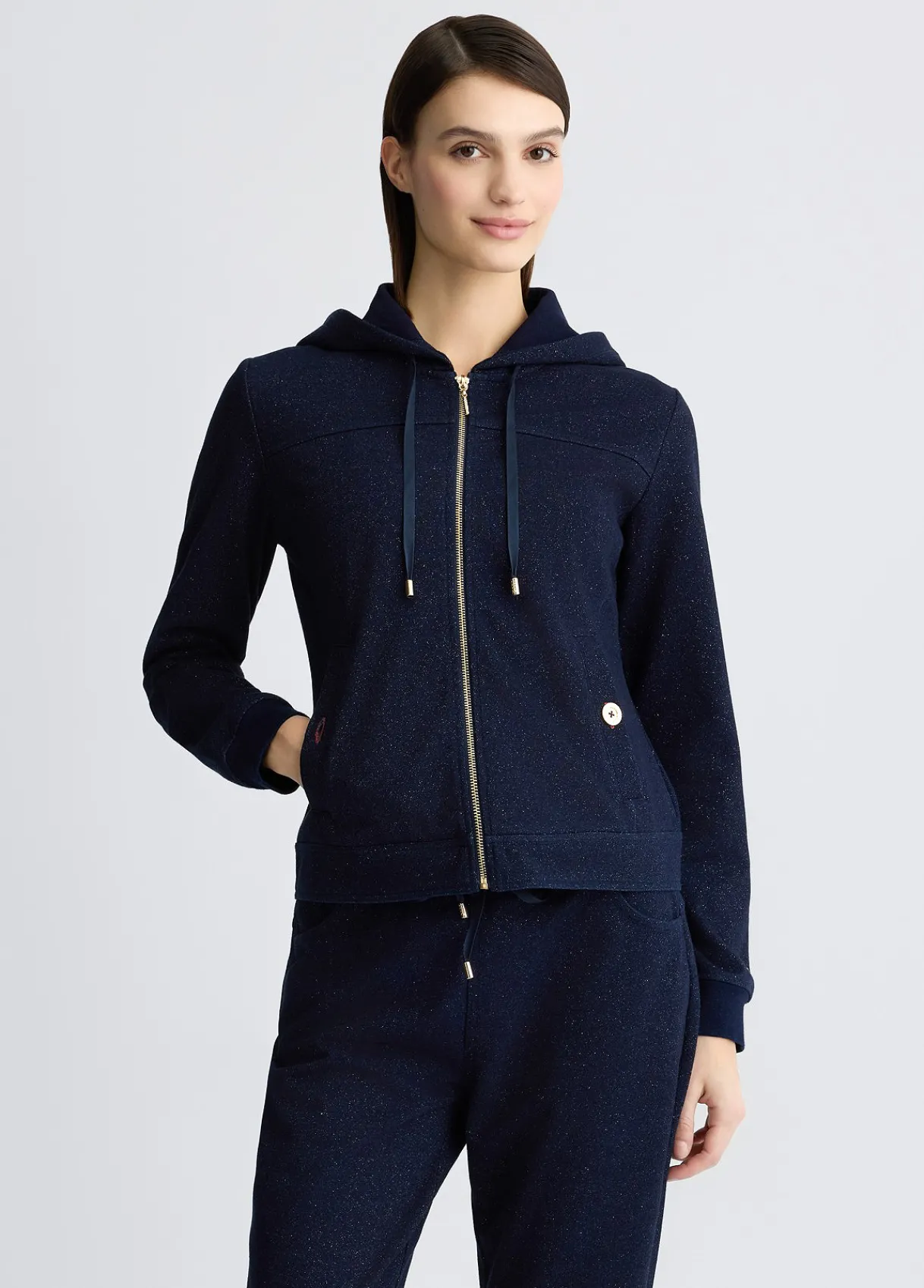 Liu Jo Sweat-shirt en lurex® avec fermeture éclair|Femme Sweat-Shirts|Vêtements De Sport