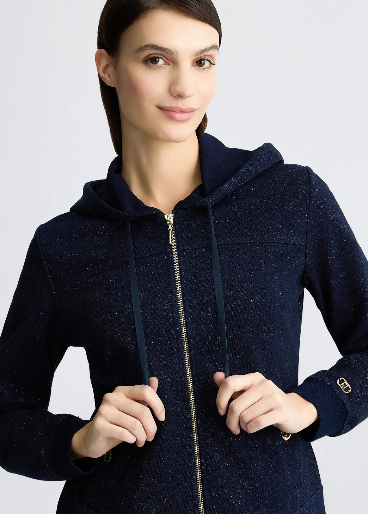 Liu Jo Sweat-shirt en lurex® avec fermeture éclair|Femme Sweat-Shirts|Vêtements De Sport
