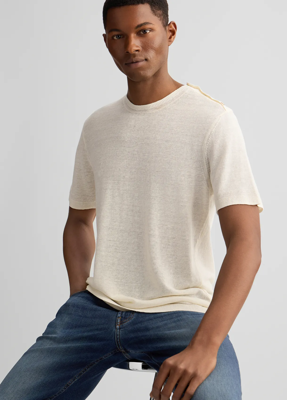 Liu Jo Tee-shirt en lin et coton|Homme Pulls Et Sweaters|Polos Et T-Shirts