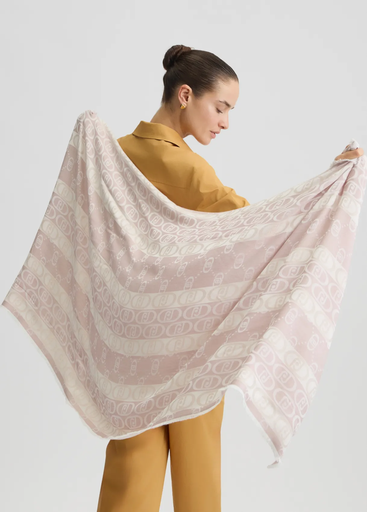 Liu Jo Étole jacquard monogramme pêche|Femme Écharpes Et Foulards