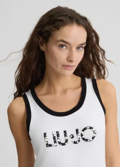 Liu Jo Top avec logo et perles|Femme Mode Plage|T-Shirts Et Tops