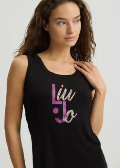 Liu Jo Top avec logo et strass|Femme Mode Plage|T-Shirts Et Tops