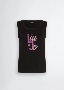 Liu Jo Top avec logo et strass|Femme Mode Plage|T-Shirts Et Tops