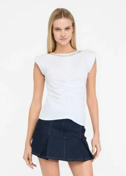 Liu Jo Top en coton avec strass|Femme T-Shirts Et Tops