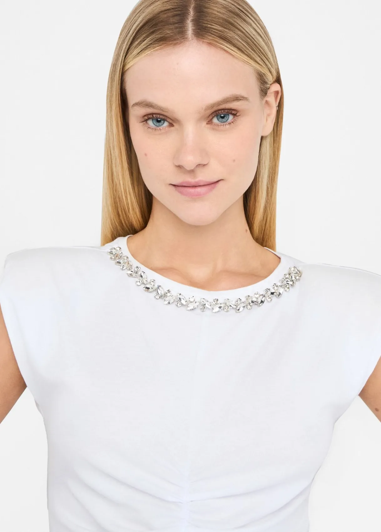 Liu Jo Top en coton avec strass|Femme T-Shirts Et Tops