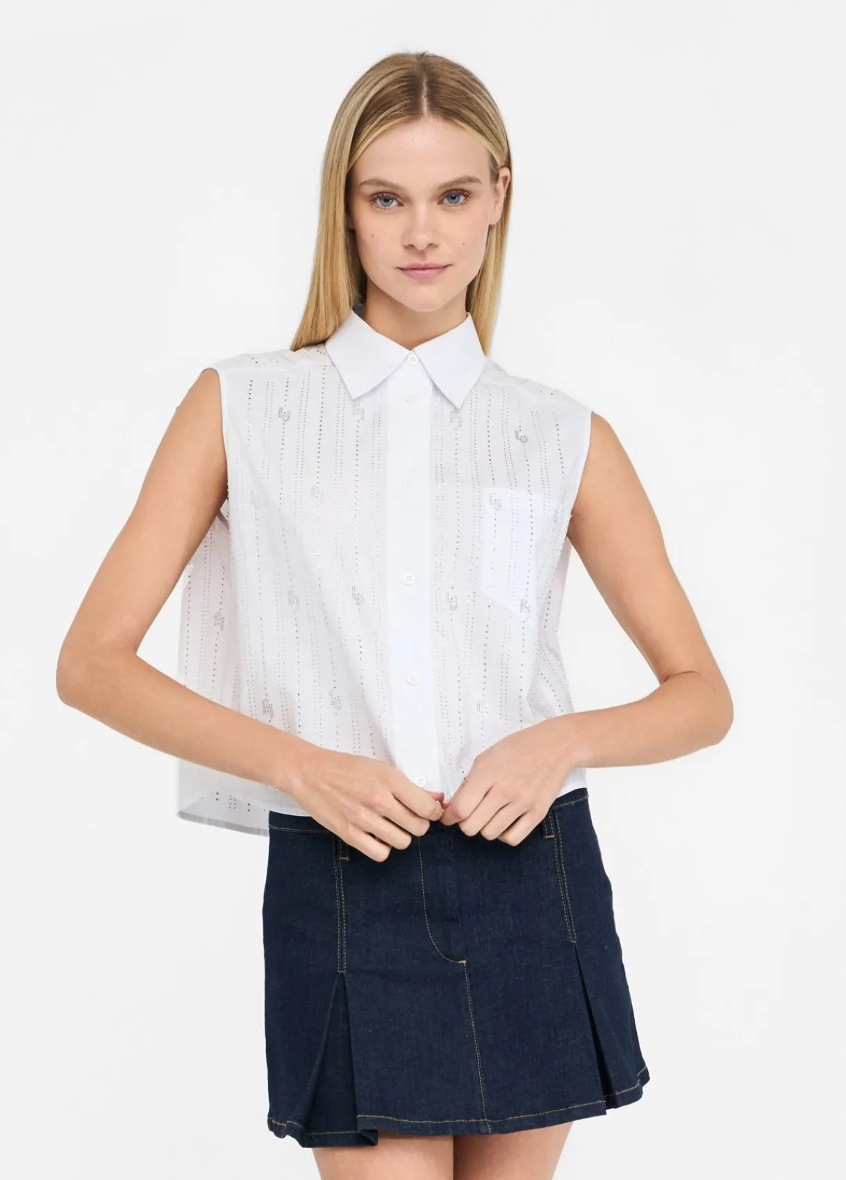Liu Jo Top en coton avec strass|Femme Chemises Et Blouses