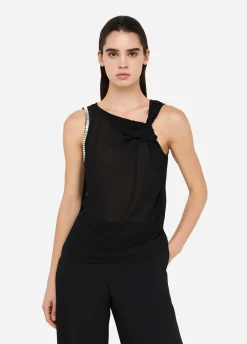 Liu Jo Top en coton et georgette|Femme T-Shirts Et Tops