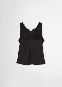 Liu Jo Top en satin avec dentelle|Femme T-Shirts Et Tops