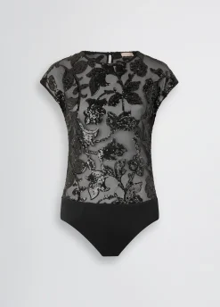 Liu Jo Top façon body en tulle brodé|Femme T-Shirts Et Tops