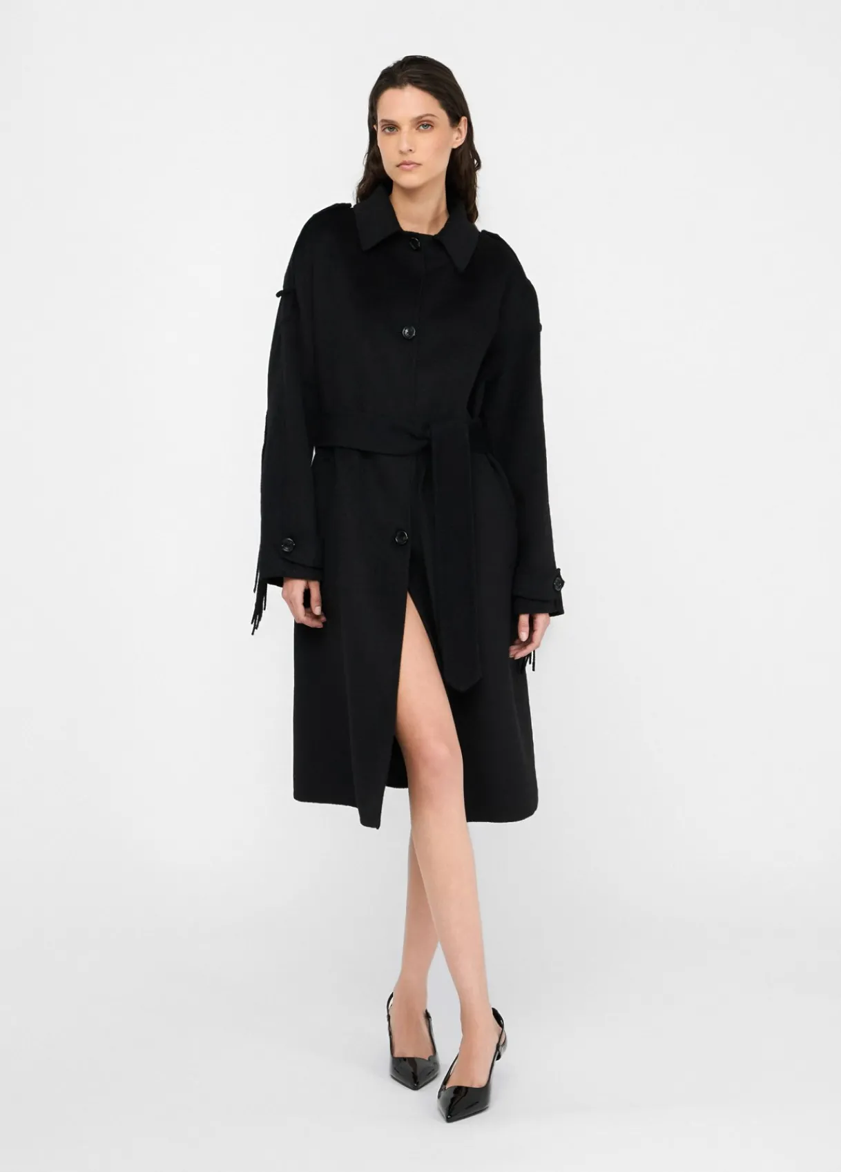 Liu Jo Trench-coat en laine avec franges|Femme Manteaux