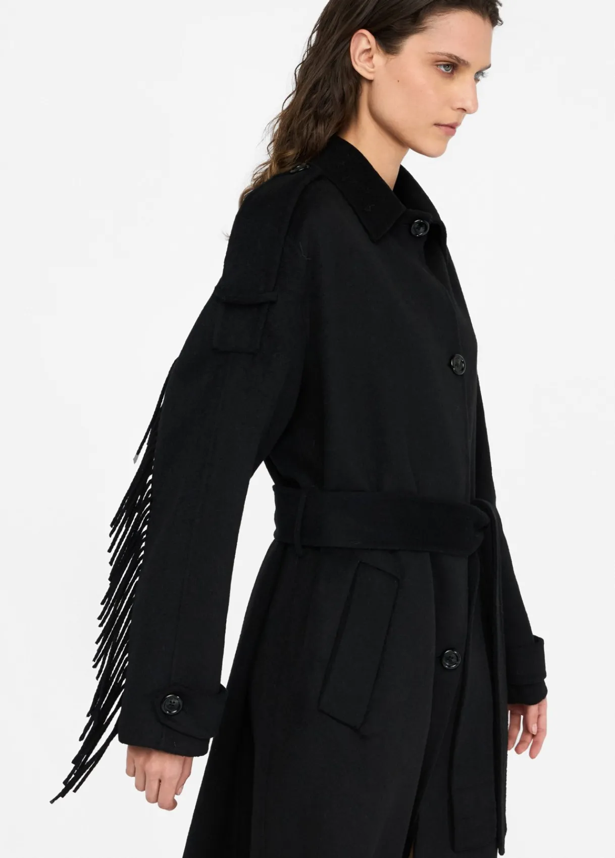 Liu Jo Trench-coat en laine avec franges|Femme Manteaux