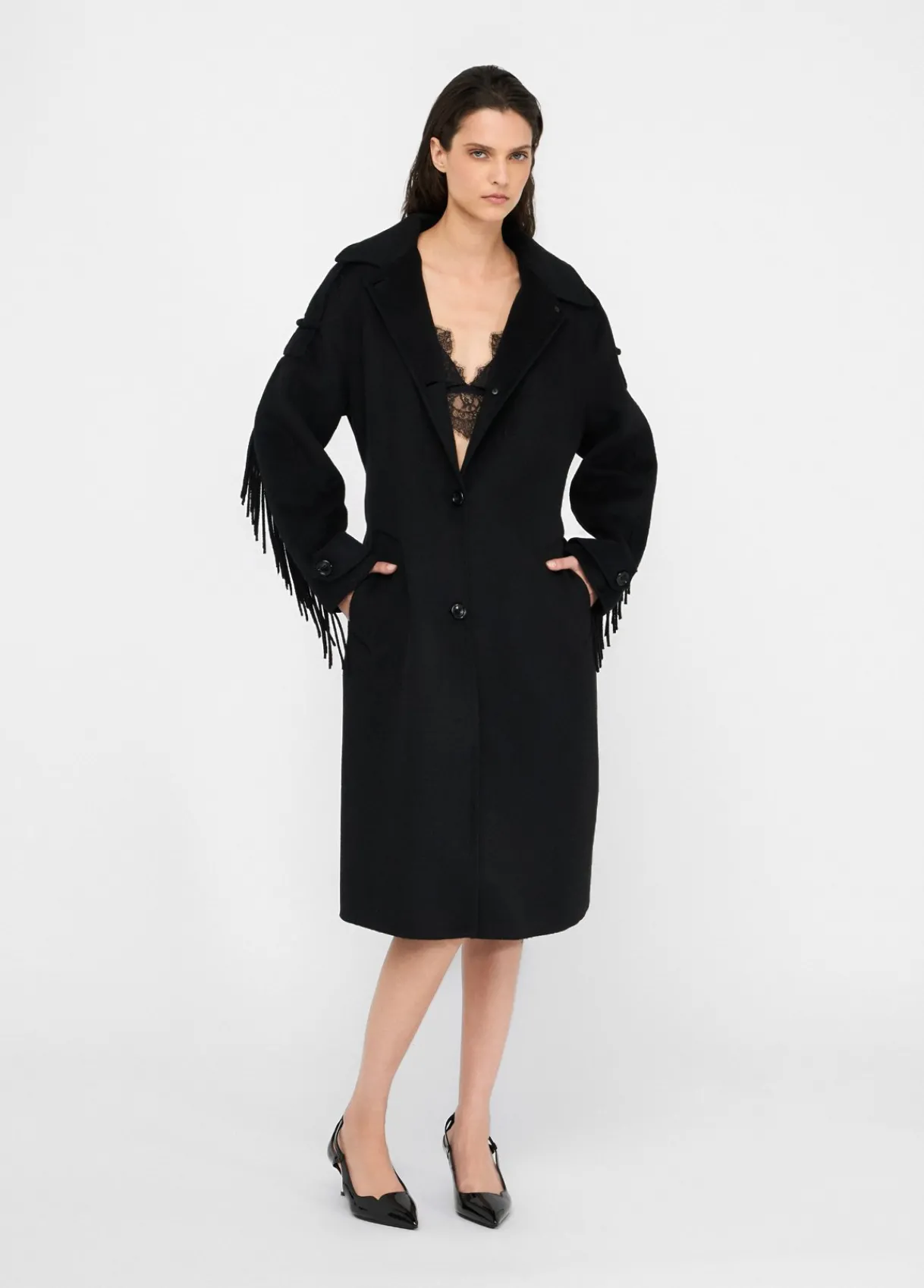 Liu Jo Trench-coat en laine avec franges|Femme Manteaux