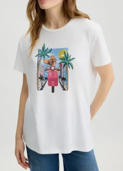 Liu Jo T-shirt avec imprimé et strass|Femme T-Shirts Et Tops