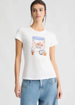 Liu Jo T-shirt avec imprimé et strass|Femme T-Shirts Et Tops
