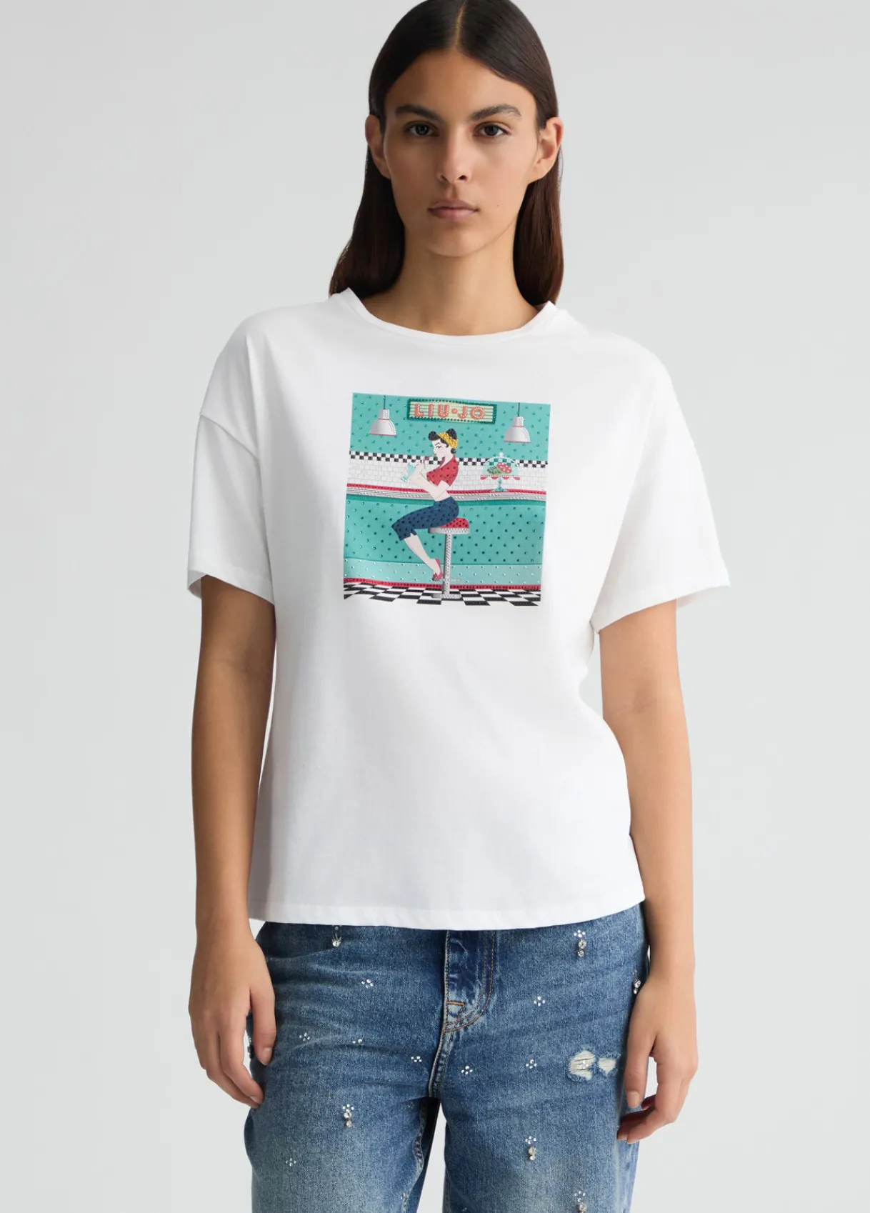 Liu Jo T-shirt avec imprimé et strass|Femme T-Shirts Et Tops