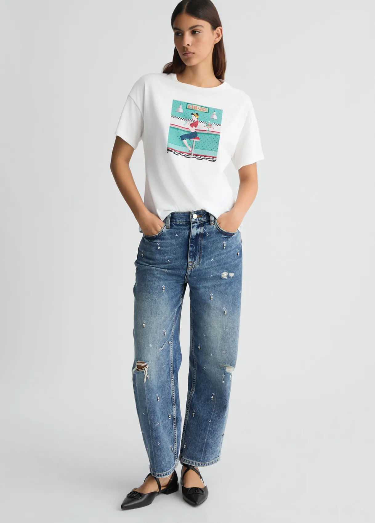 Liu Jo T-shirt avec imprimé et strass|Femme T-Shirts Et Tops
