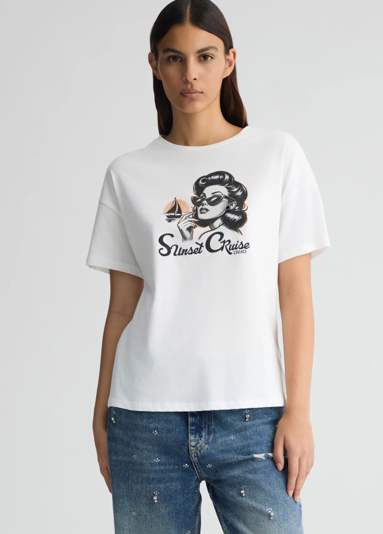 Liu Jo T-shirt avec imprimé et strass|Femme T-Shirts Et Tops