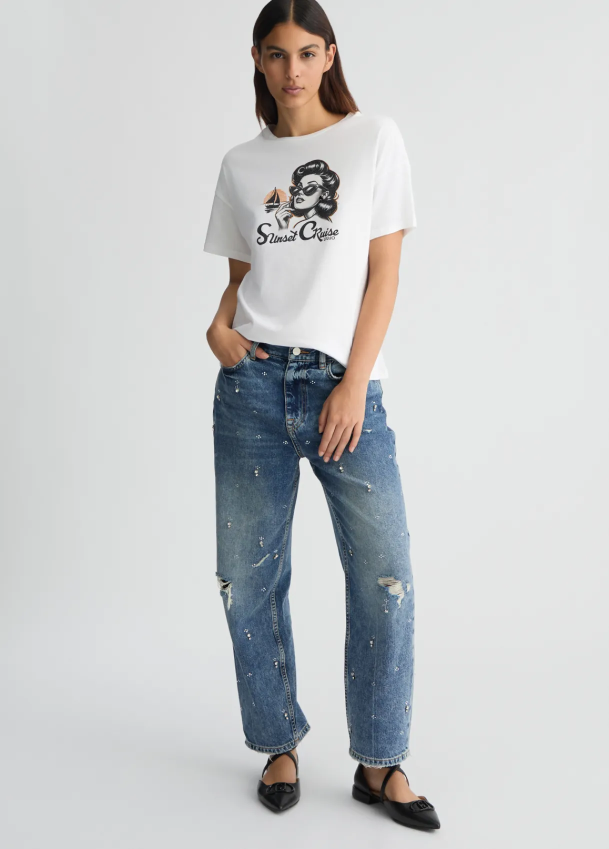 Liu Jo T-shirt avec imprimé et strass|Femme T-Shirts Et Tops