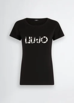 Liu Jo T-shirt avec logo et perles|Femme Mode Plage|T-Shirts Et Tops