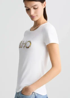 Liu Jo T-shirt avec logo et strass|Femme Mode Plage|T-Shirts Et Tops