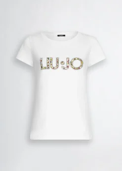 Liu Jo T-shirt avec logo et strass|Femme Mode Plage|T-Shirts Et Tops