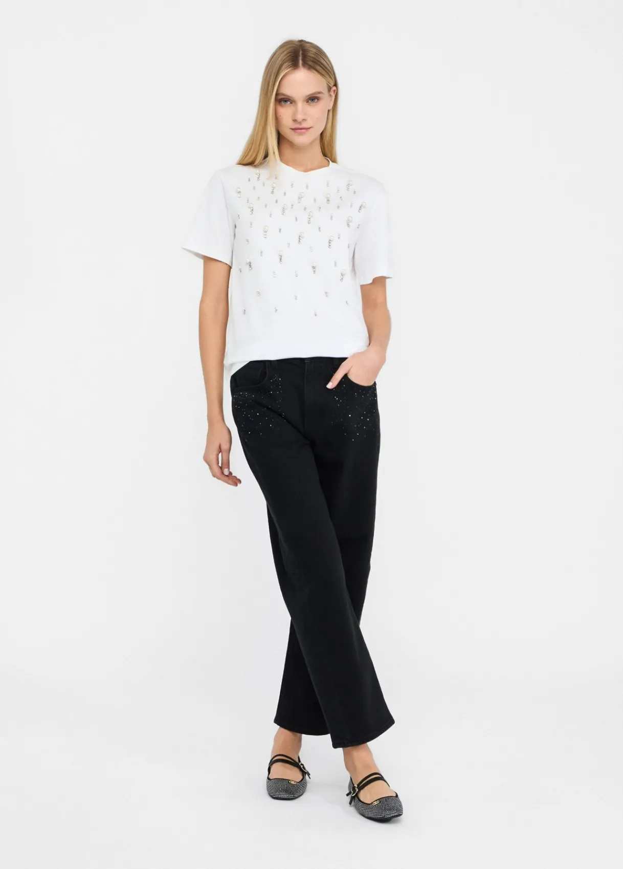 Liu Jo T-shirt avec perles et strass|Femme T-Shirts Et Tops