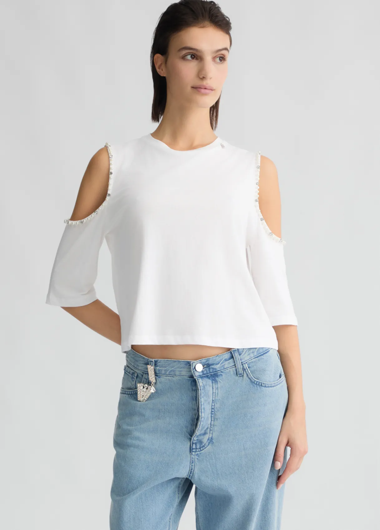 Liu Jo T-shirt avec perles et strass|Femme T-Shirts Et Tops