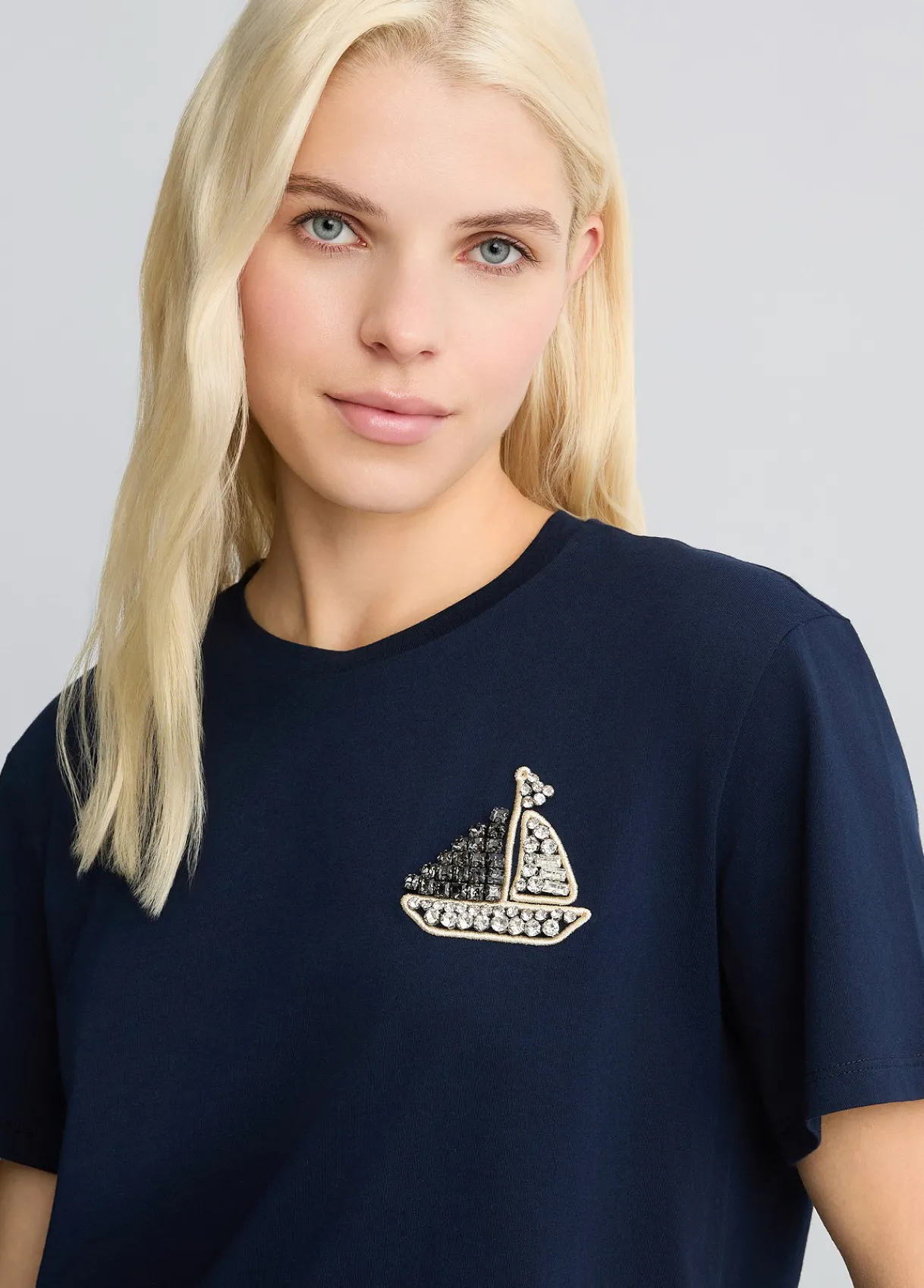 Liu Jo T-shirt en coton avec broderie et strass|Femme T-Shirts Et Tops